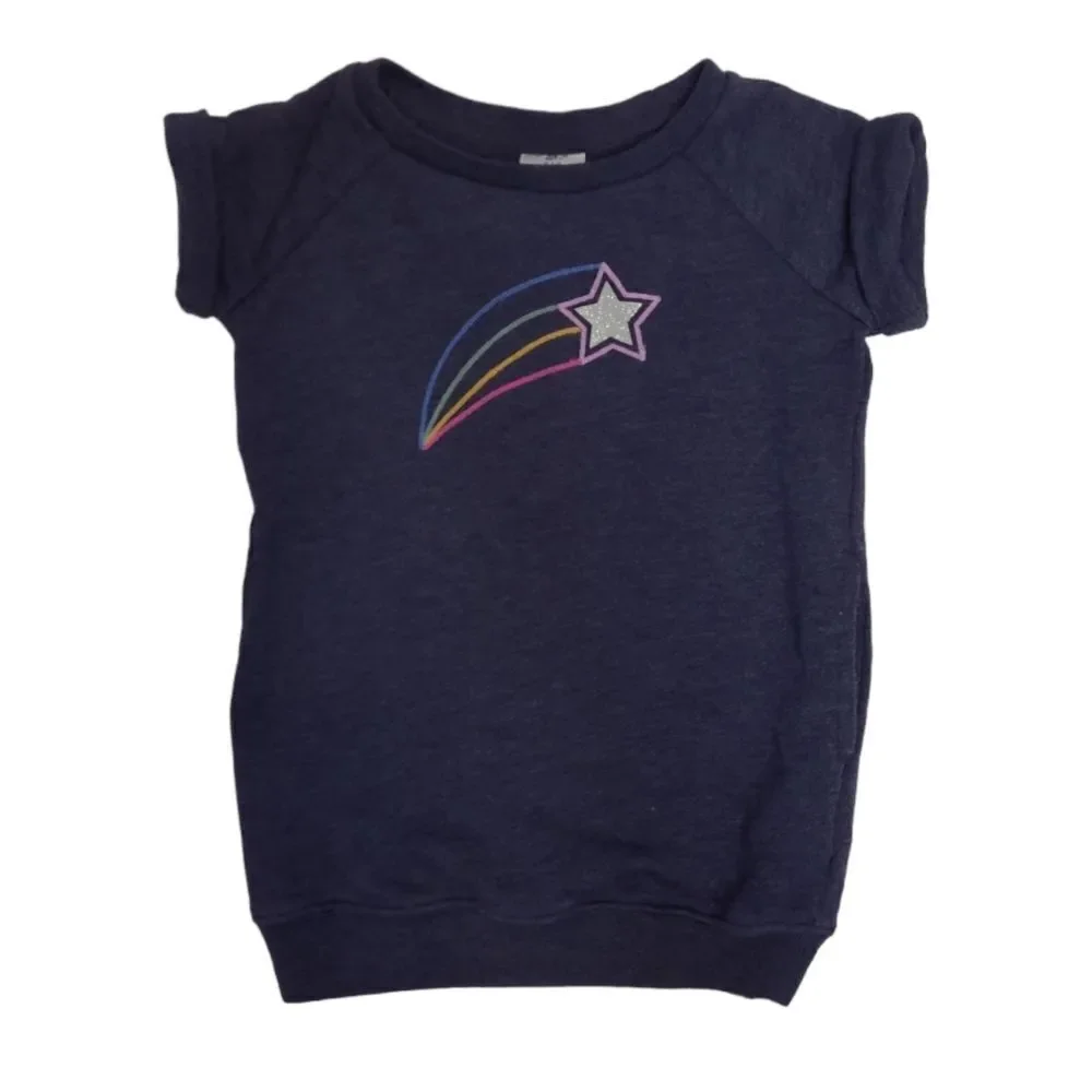 GAP blue short sleeve shooting star glitter sweatshirt dress with‎ pockets 2T